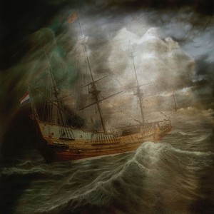 A Phantom Ship Ghosts Its Way Through A Storm. Illustration: Ian Burt